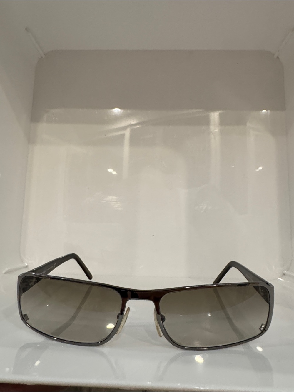 Like new Prada Men's Sunglasses - Silver Frame with Smoke Lenses
